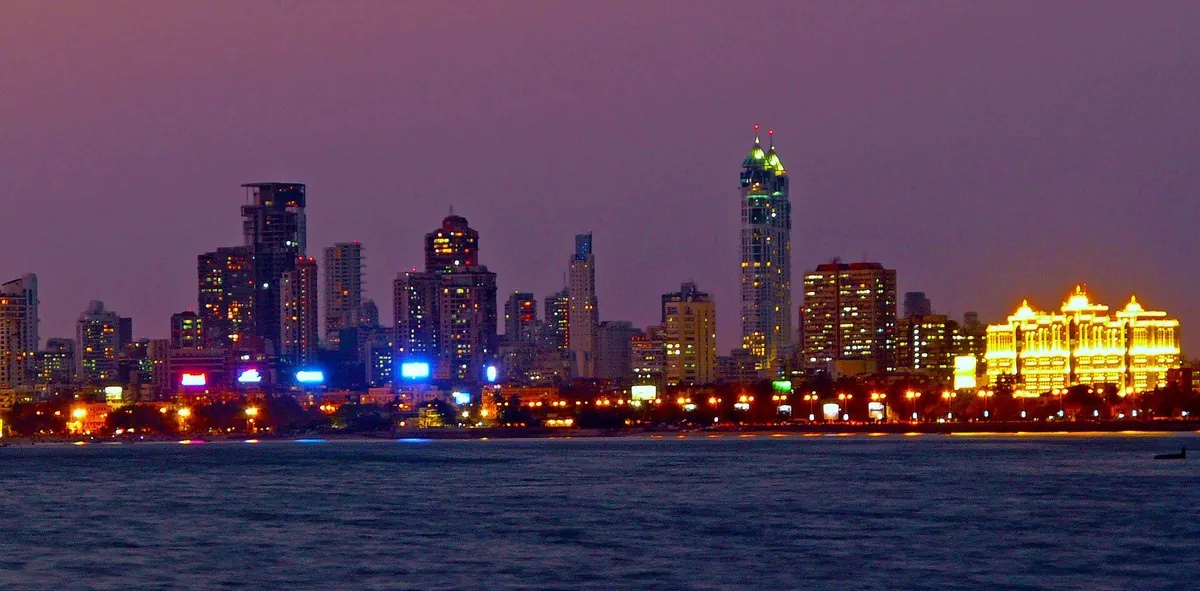 Aerial view of Bandra Reclamation, Mahim Bay and the Bandra–Worli Sea Link in Mumbai